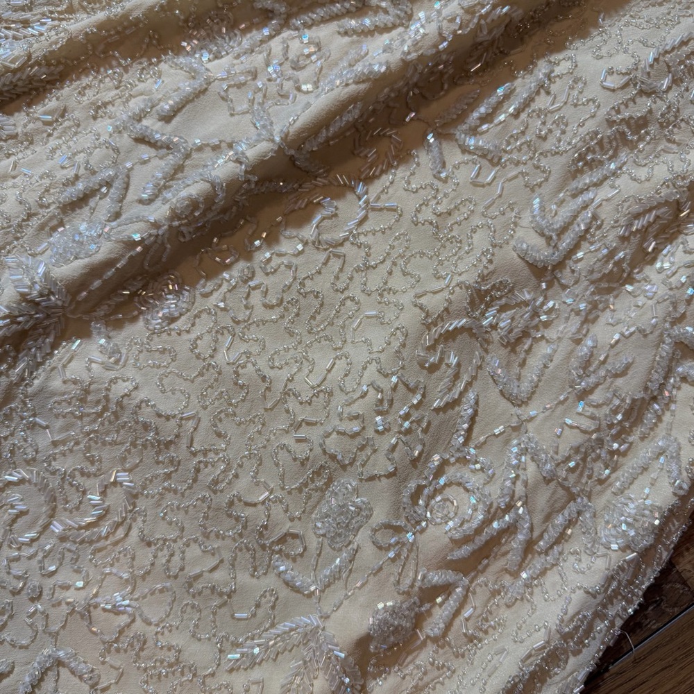 Vintage 100% Silk Beaded Dress Vintage Beaded Dress Vintage Wedding Dress Prom - Picture 6 of 17